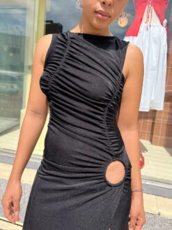 Savannah Cinch Dress - Black Slinky -Fashion Shop IMG 8993 lisa says gah dress black