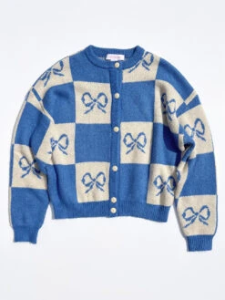 Lauda Cardi - Navy Bow Check -Fashion Shop IMG 9162 lisa says gah cardigan bow blue 21f1363f 7531 4f38 997d 1b40ce8f9478