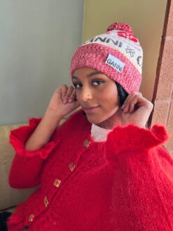 Ganni Graphic Wool Beanie - Multi 11 Ganni Graphic Wool Beanie - Multi -Fashion Shop IMG 9476 ganni beanie red