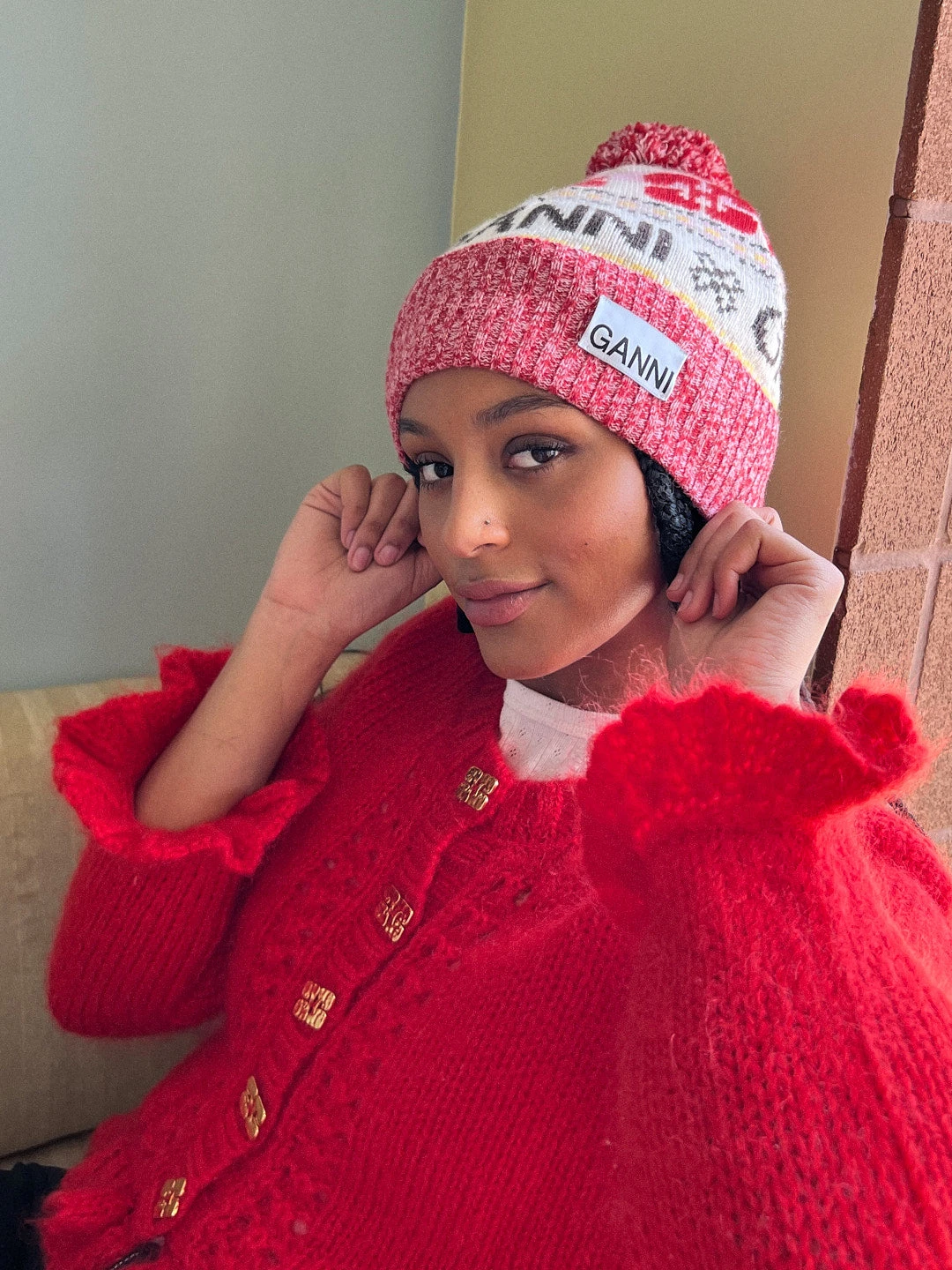 Ganni Graphic Wool Beanie - Multi 7 Ganni Graphic Wool Beanie - Multi - Image 5