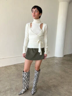 Ganni Soft Slouchy High Shaft Boot Snake - True -Fashion Shop IMG 9613 ganni sweater white