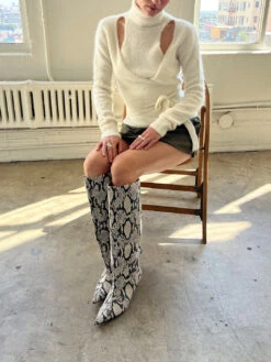 Ganni Soft Slouchy High Shaft Boot Snake - True -Fashion Shop IMG 9628 ganni boots snake