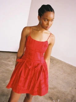Penelope Mini Dress - Red Broderie 19 Penelope Mini Dress - Red Broderie -Fashion Shop LIND100 048 damson madder dress bow red