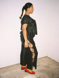 Evelyn Tie Pant - Black Organza 19 Evelyn Tie Pant - Black Organza -Fashion Shop LIND504 139 lisa says gah pants bow black