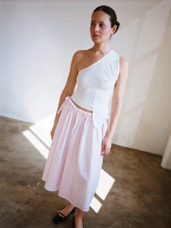 Sakae One Shoulder Top - White -Fashion Shop LIND852 014 belle the label sake shoulder top white