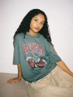 Ganni Future Heavy Cherry Tee - Ash