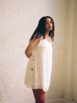 Tara Tie Mini Dress - Vanilla Ruffle -Fashion Shop LIND854 181 lisa says gah prespring tar dress white