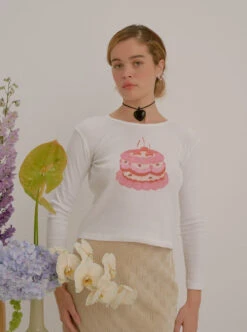 Dana Long Sleeve Tee - White/Cake 12 Dana Long Sleeve Tee - White/Cake -Fashion Shop LSG HOLIDAY LOOK 53 1682