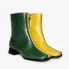 Quincy Boot - Green/Mustard Mix 1 Quincy Boot - Green/Mustard Mix -Fashion Shop QuincyBootGreen Yellow Pair
