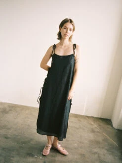 Mar Tie Midi Dress - Black Rosette -Fashion Shop lind227 031 lisa says gah spring mar dress black