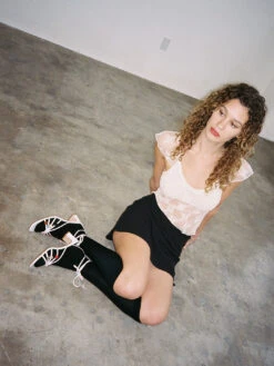 Floral Lace Flutter Sleeve Top - Cream -Fashion Shop lind258 001 second skin white lace top