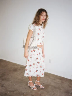 Sandy Midi Skirt - Pointelle Bouquet -Fashion Shop lind258 057 lisa says gah bisou alex tee pointelle 5b9d3d84 6bf6 4649 bca2 17e30831394b