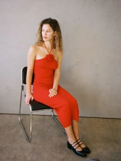 Coeur Knit Dress - Cherry -Fashion Shop lind496 104 nia rose dress red