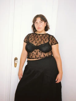 Alex Lace Tee - Caviar Lace