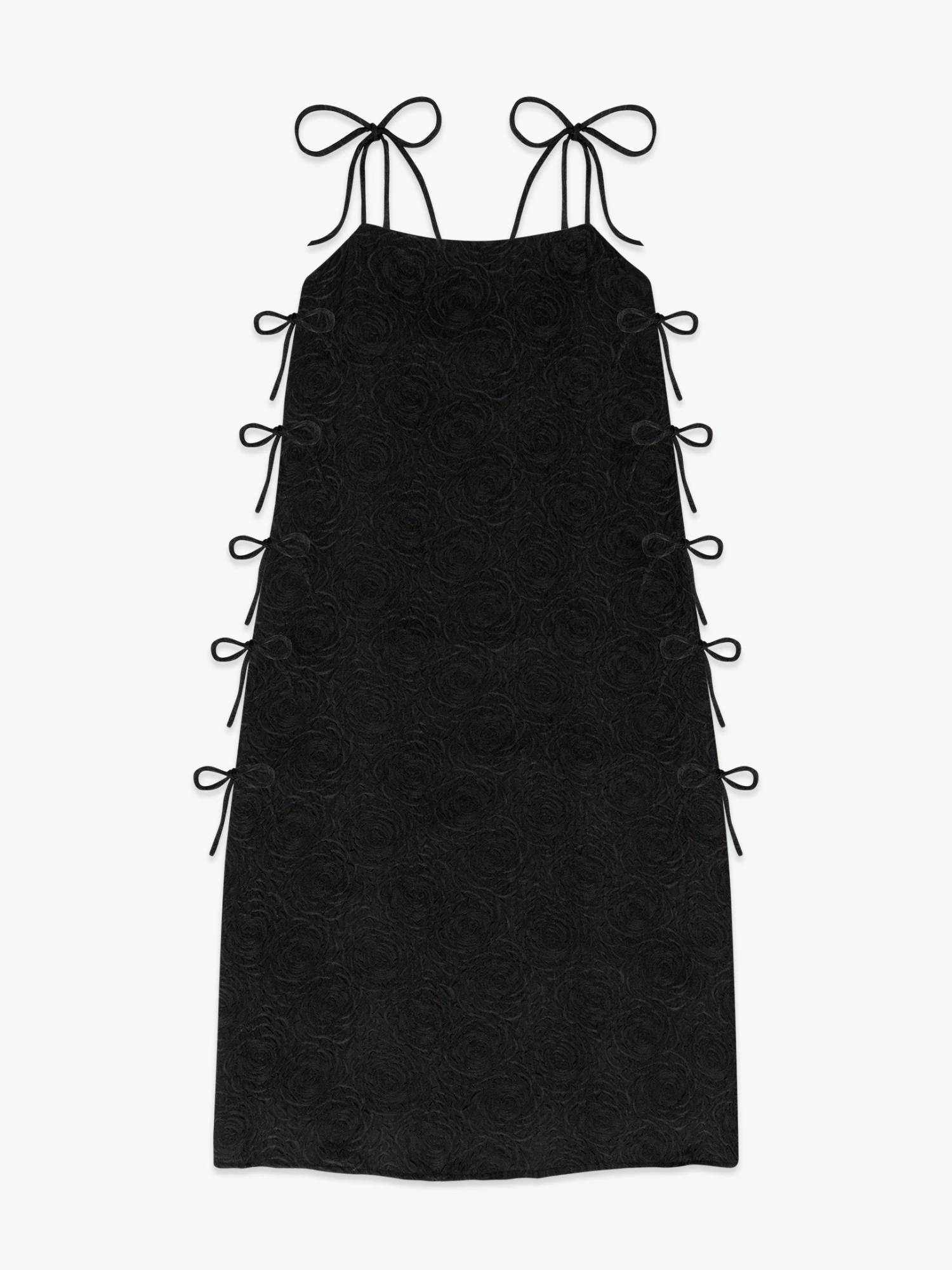 Mar Tie Midi Dress - Black Rosette