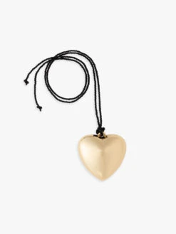 Puffy Heart Necklace - Gold/Black